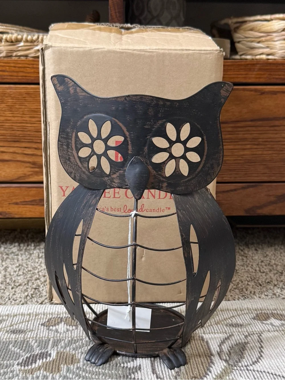 Yankee Candle Owl Jar Candle Holder Metal New